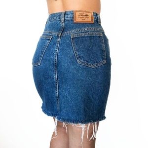 Vintage Calvin Klein denim raw hem mini skirt